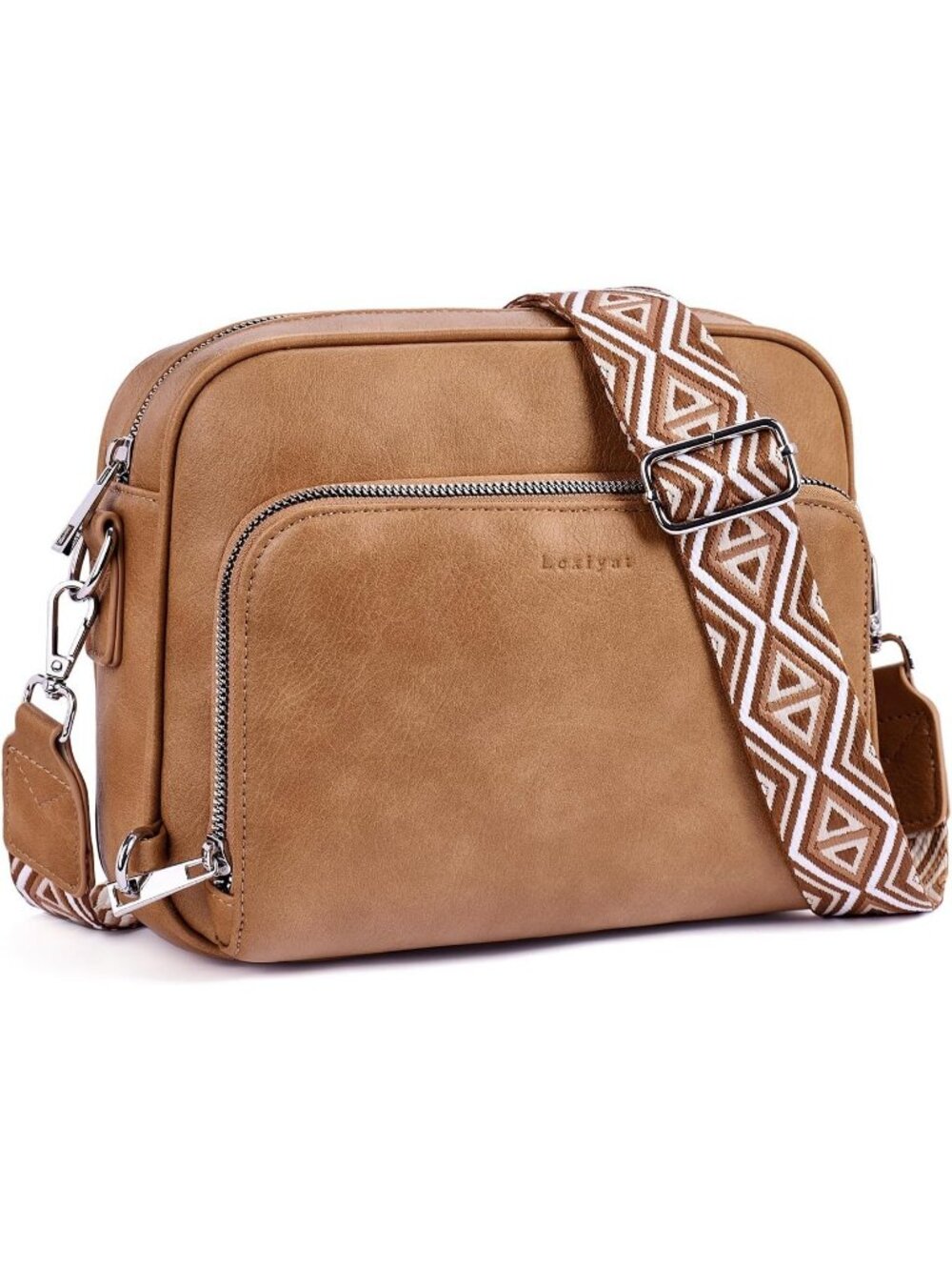 Women's Camel Brown Purse Vegan Leather Anti Theft Travel Wallet Crossbody Bag